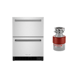 Combo Refrigerador compacto doble cajón, 24" + Eliminador de desechos de alimentos