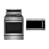 Combo Estufa Al Piso de Gas KitchenAid 30" con Convección de Acero Inoxidable KFGG500ESS + Horno Microondas Campana 30"